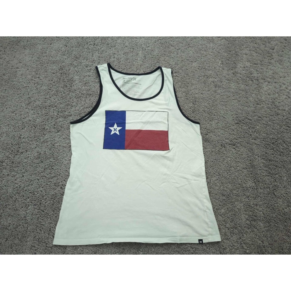 Hurley‎ Tank Top Mens Large White Texas Flag Workout Gym Training Patriotic